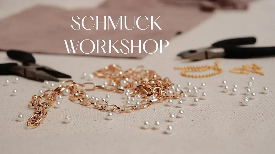 Jewelry making tools and pearls on table.