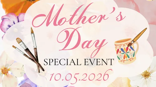 Mother's Day event poster with floral design.