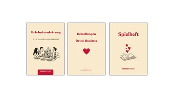 Drei Karten mit Text und Illustrationen.