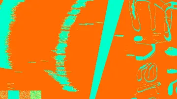 Abstrakte orange und türkis digitale Muster.