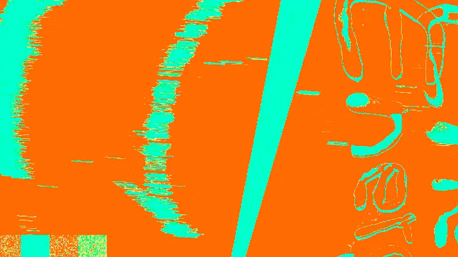 Abstrakte orange und türkis digitale Muster.