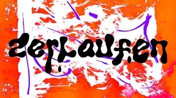 Abstract art with German text 'zerlaufen'.