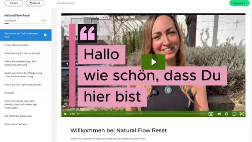 Woman smiling outdoors with welcome text overlay.