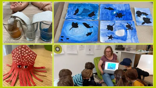 Kinderkunstprojekte und Aktivitäten im Klassenzimmer.