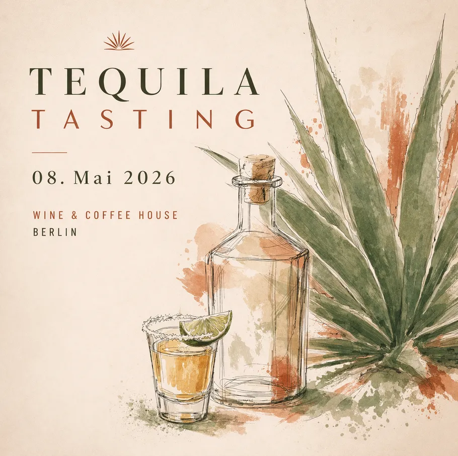 Tequila-Verkostungsplakat mit Flasche und Agave.