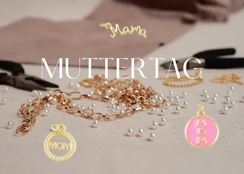 Jewelry with Mom text on a table.