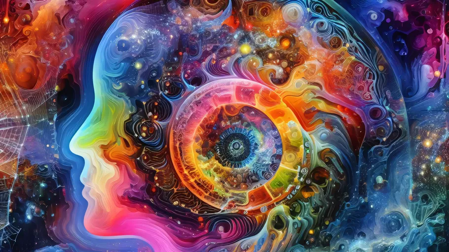 Colorful abstract swirling patterns and shapes.