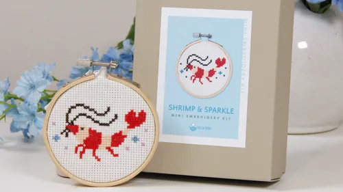Shrimp Kreuzstich-Set: Kleine DIY Stickbox für Anfänger