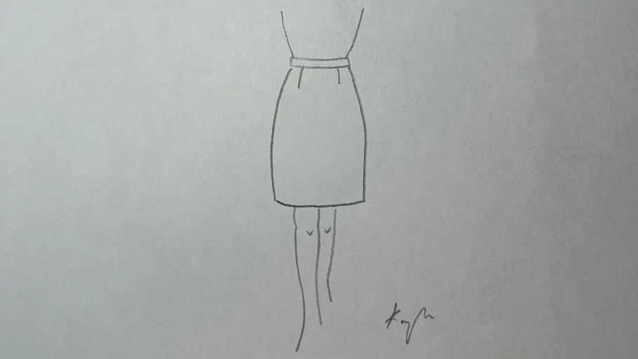 Simple skirt sketch with a belt.