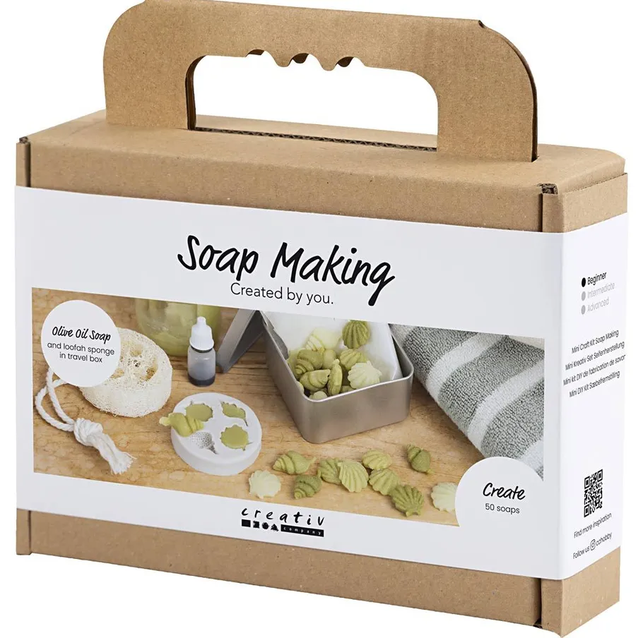 Soap making kit in cardboard box.