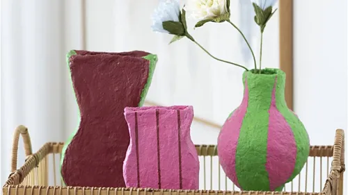 Papiermaché-Vasen-Set für zuhause (3 Stück)