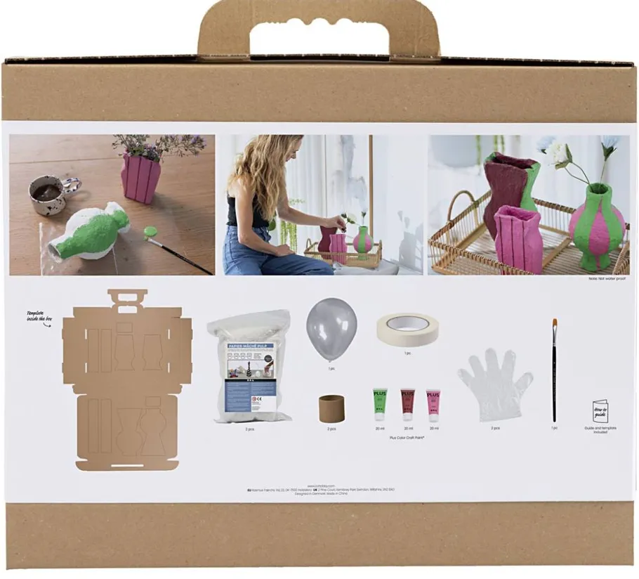 Craft kit contents displayed on box packaging.