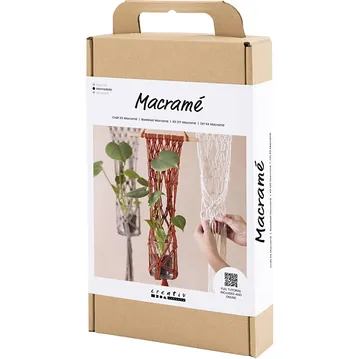Makramee-Set-Box mit Pflanzenhängerbild.