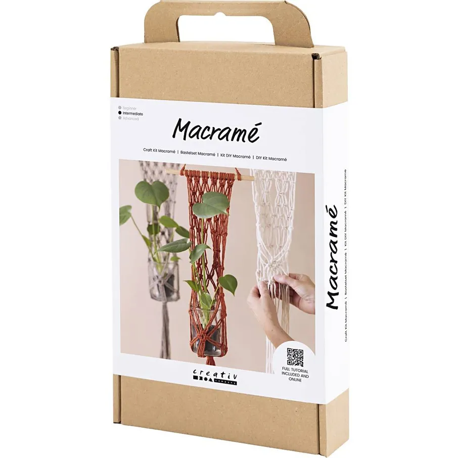 Macramé kit box with plant hanger image.