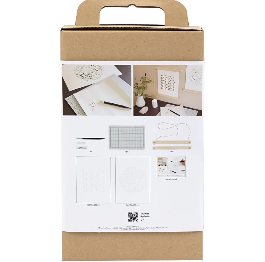 Craft kit backside with diagrams and instructions.