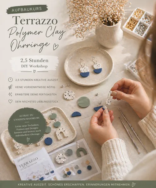 Polymer Clay Schmuck Workshop in Hamburg: Terrazzo Style