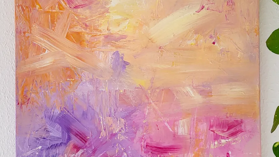 Colorful abstract painting with brushstrokes.