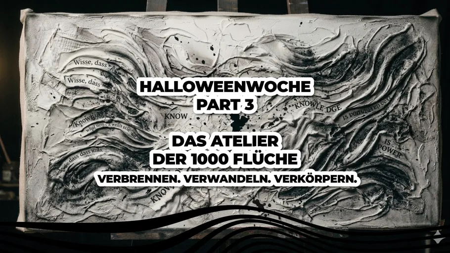 Strukturierte abstrakte Kunst mit Halloween-Details.