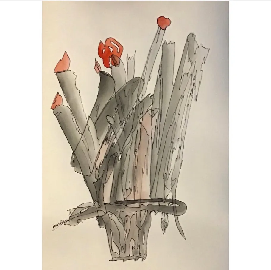 Abstrakte Illustration von pflanzenähnlichen Formen mit Farben.