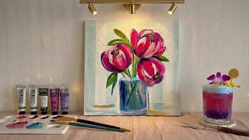 Dine & Paint Malevent in Langenselbold: Pfingstrosen