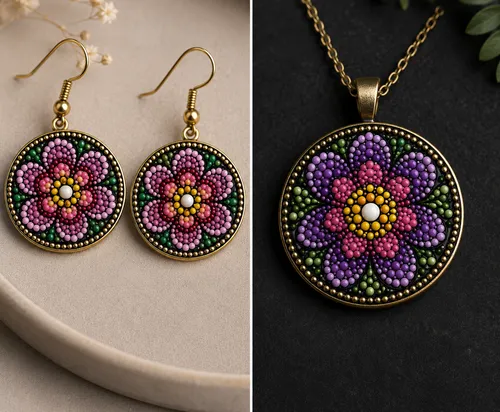 Runder Blumenschmuck auf texturierter Oberfläche.