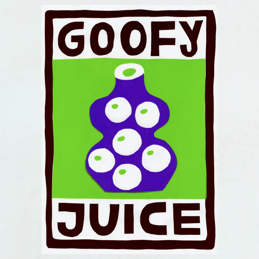 Poster von Goofy Juice mit violettem Krug.