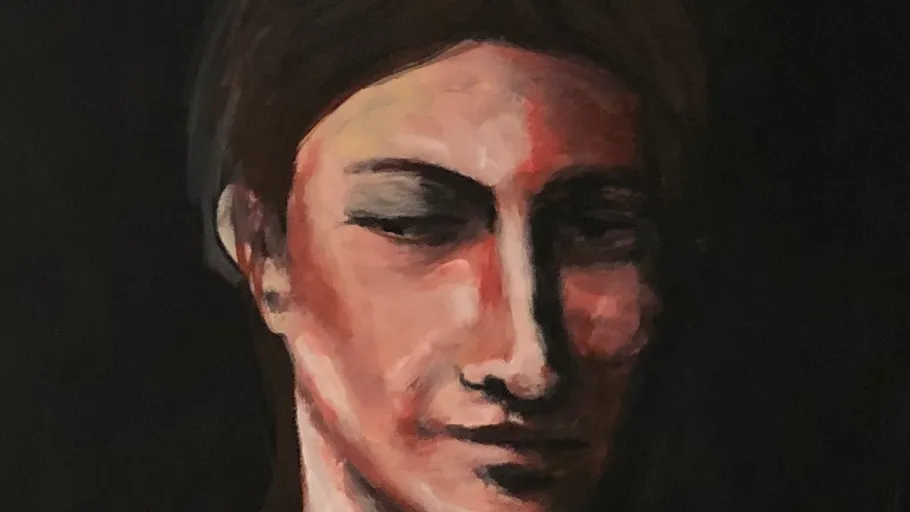 Abstract portrait with dark background.