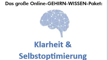 Gehirnillustration mit Text über Klarheit.