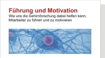 Text über Gehirnforschung und Führung vor Neuronen.
