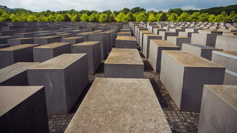 Concrete blocks forming a large memorial site.