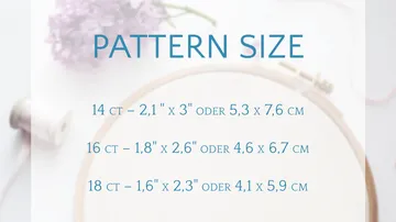 Embroidery hoop with pattern size details.
