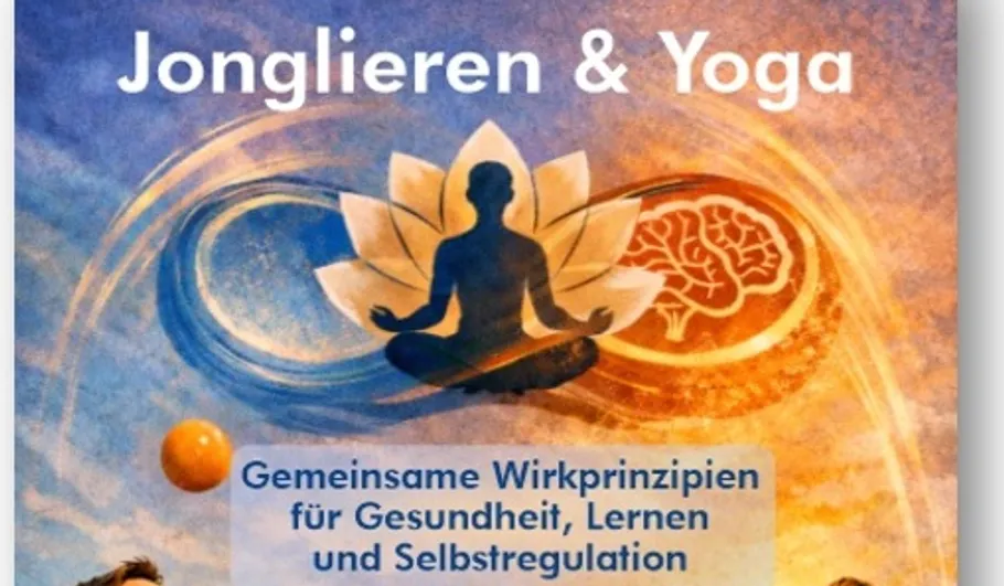 Silhouette meditating with brain and lotus background.