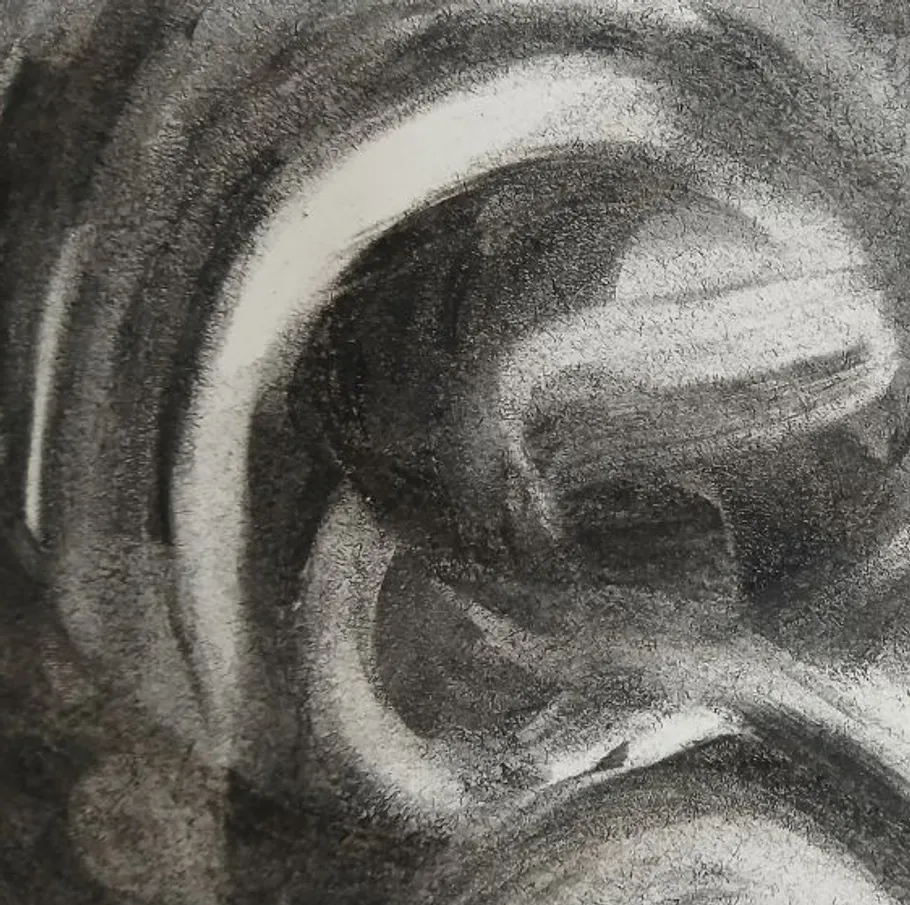 Kohlewirbel, abstraktes Muster, monochrome Textur.