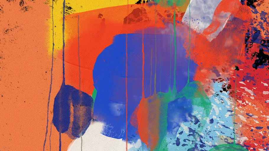 Abstract painting with vibrant colors and textures.