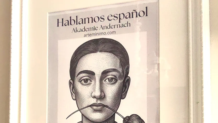 Poster eines Gesichts mit Schnurrbart.