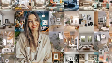 Collage aus verschiedenen stilvollen Inneneinrichtungen.