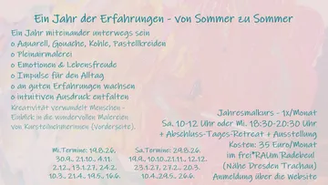 Text listing art course details, dates.