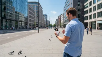 Man using phone on urban street