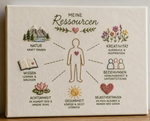Bestickte Leinwand – Gestalte dein Ressourcenbild in Berlin