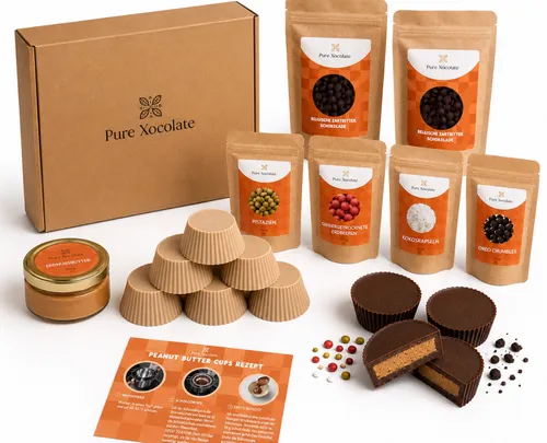 Chocolate-making kit with various ingredients.