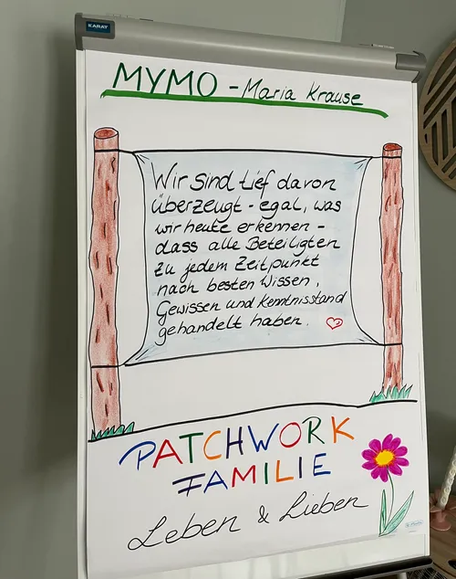 Flipchart with handwritten motivational text.