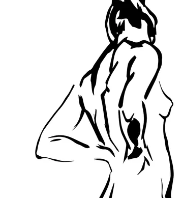 Stylized figure standing with one arm raised in white.