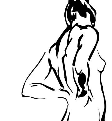 A sketched figure depicts a feminine pose.