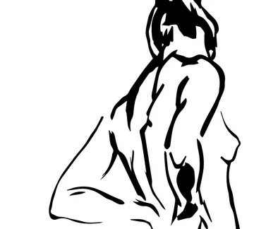 Physical figure sits and rotates in minimalistic lines.