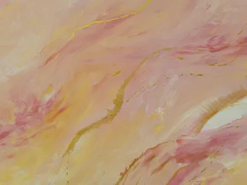 Abstract painting with soft shades of pink and yellow.