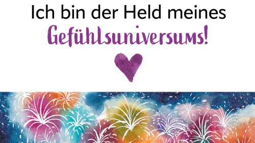 Lila Herz und bunte Feuerwerksillustration.