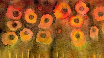 Abstract flowers painted with vibrant colors.