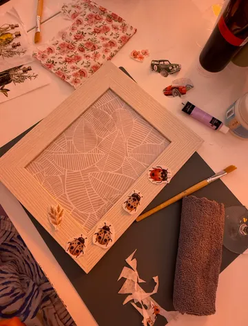 Craft supplies arranged on a tabletop