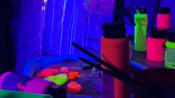 Neon paints glow in ultraviolet light.