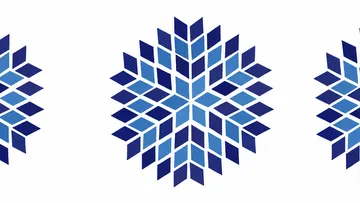 Geometrisches blaues Muster auf weißem Hintergrund.